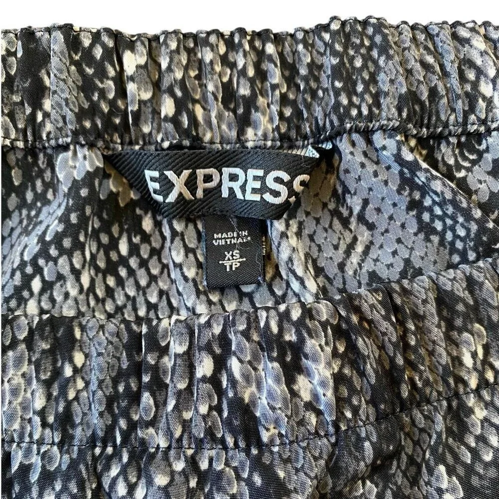 Express Womens Snakeskin Print Strapless Jumpsuit Grey Black XS Drawstring Waist